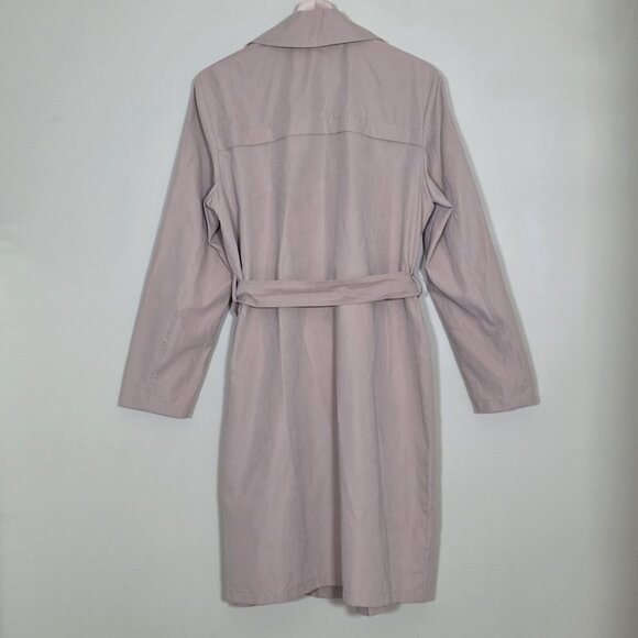 Vero Moda Wrap Coat Womens L Beige Belted Mid Length Pockets Lightweight Preppy - Picture 16 of 16